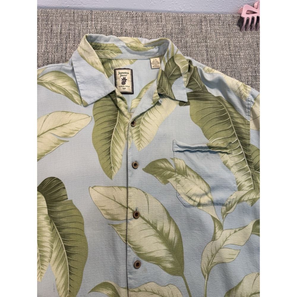 Jamaica Jaxx Mens XL Shirt Hawaiian Leaves‎ Hawaii Luau Clothing 100% Silk